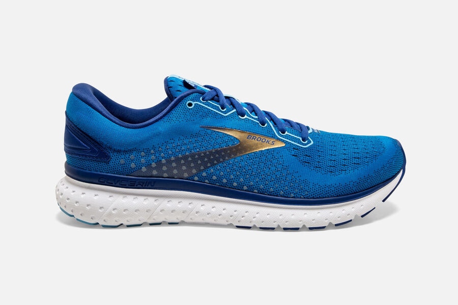 Brooks Israel Glycerin 18 Road Running Shoes Mens - Blue/Gold - XYB-194875